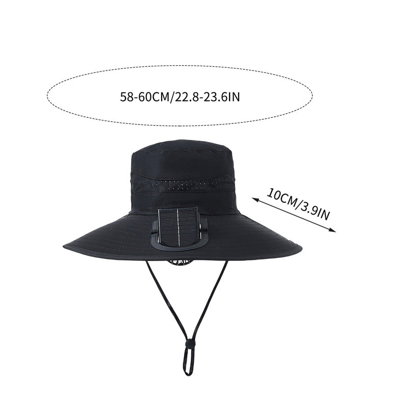 Grand chapeau solaire Kondieu Fan avec chapeau solaire intégré pour la randonnée, la pêche, le camping et le jardinage, D