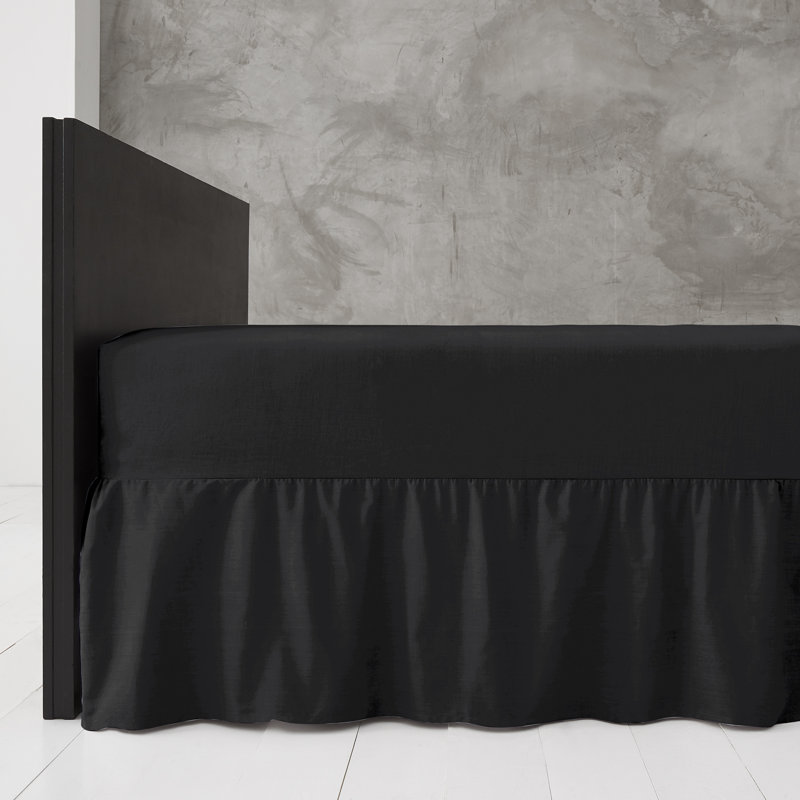 Premium Cotton Blend Plain Dyed Valance Sheet | Soft Durable and Breathable Luxury Bed Sheet for Ultimate Comfort, Black