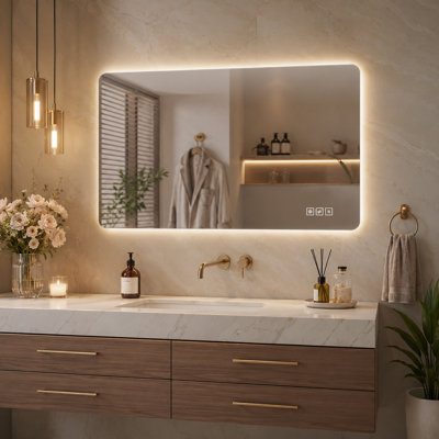 Miroir de salle de bain intelligent 36 "x l 30" rétroéclairé sans cadre avec miroir en verre trempé 3 couleurs