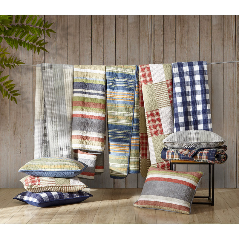 Eddie Bauer Yakima Valley Cotton Quilt Set, Blue, King Quilt + 2 King Shams