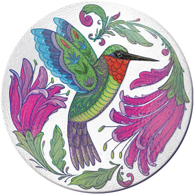 18" Folk-art Hummingbird Bird Glass Bird Bath