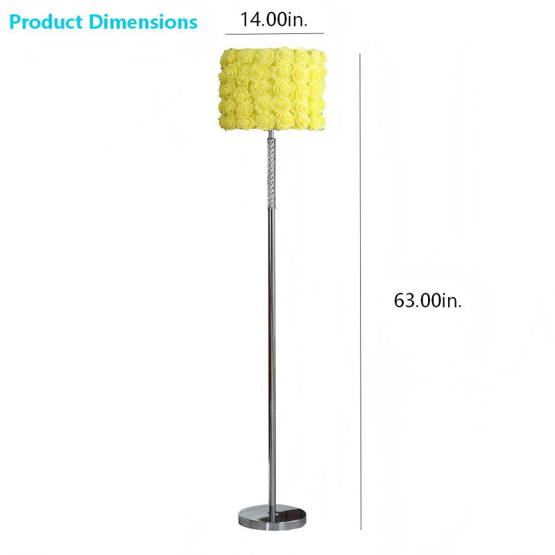 63-inch Yellow Rose Blossom Acrylic/Metal Floor Lamp, Yellow