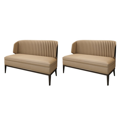 Coffee Shop Bar Restaurant Light Luxury Bench Faux Leather Upholstered Bench