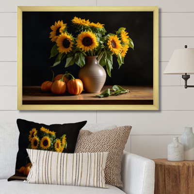 «Golden Sunflower Still Life I», reproduction sur toile