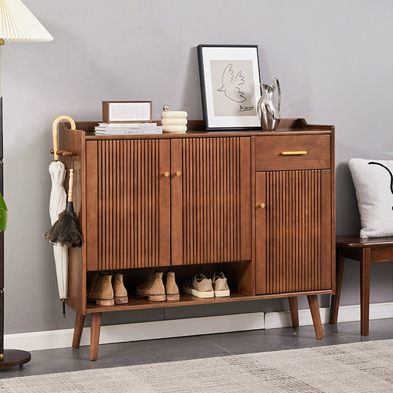 Rangement pour chaussures en bois massif brun noisette