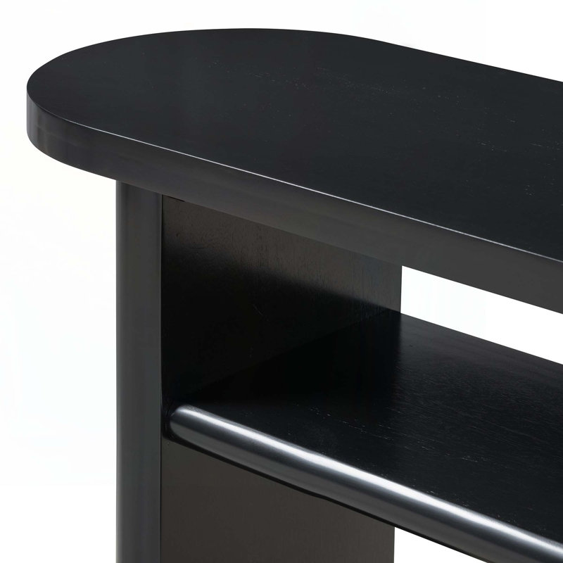 Console Table with Rounded Edges and Sturdy Shelf, Black