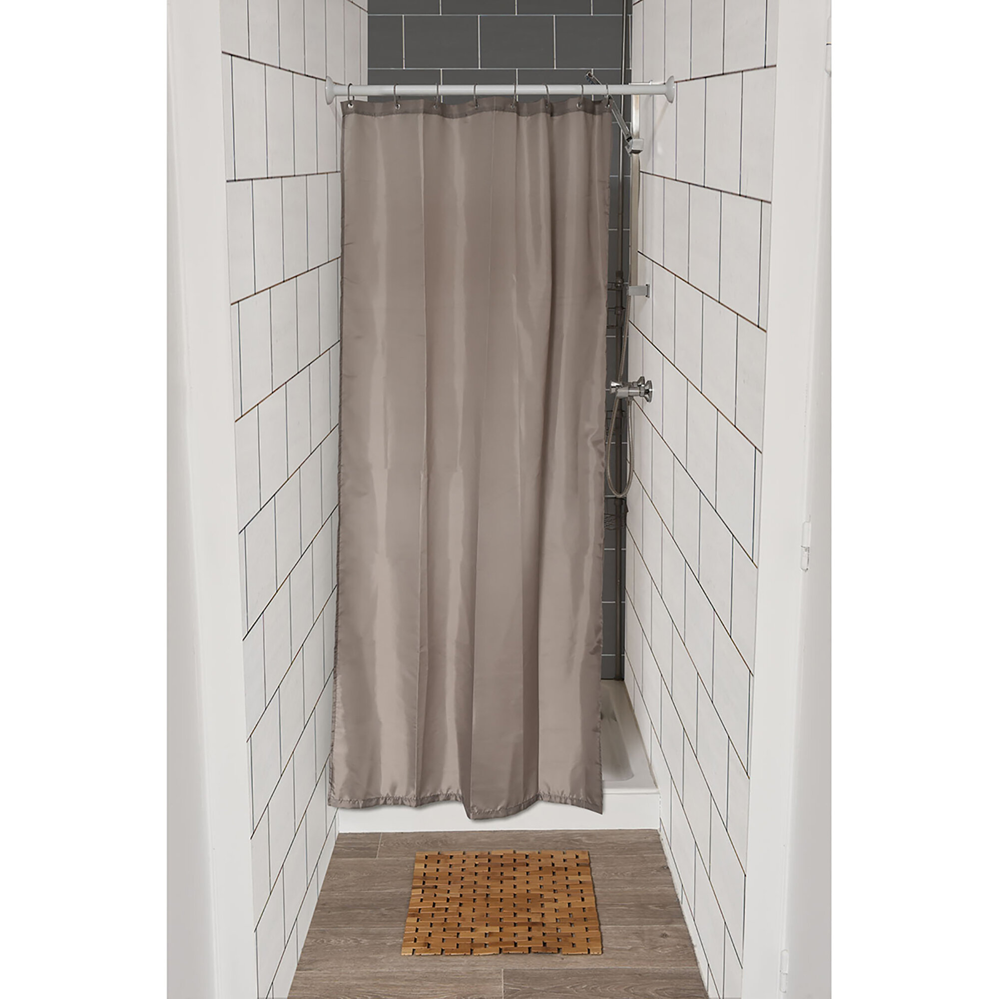 Waffle Weave Shower Curtain with Snap-In Liner, 12 Hooks Included Latitude Run Color: White, Size: 72 H x 48W
