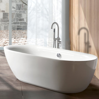Brushed Nickel Tub Filler With Hand Shower - Metal Construction For Bathrooms Faucet Adds Class To Bathroom