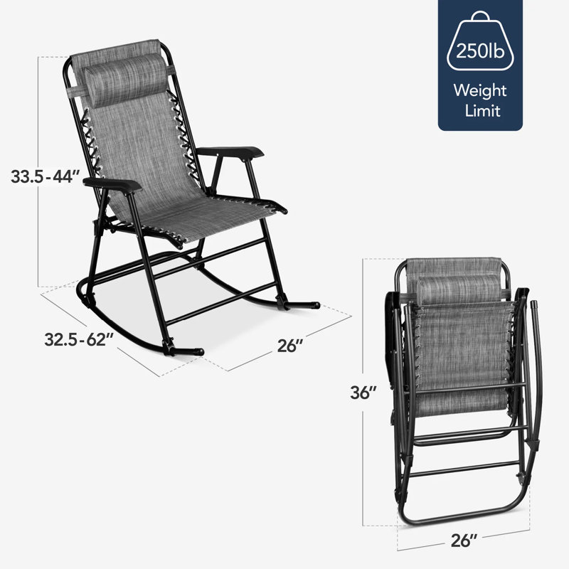 Outdoor Rocking Lounge Chair, Gray