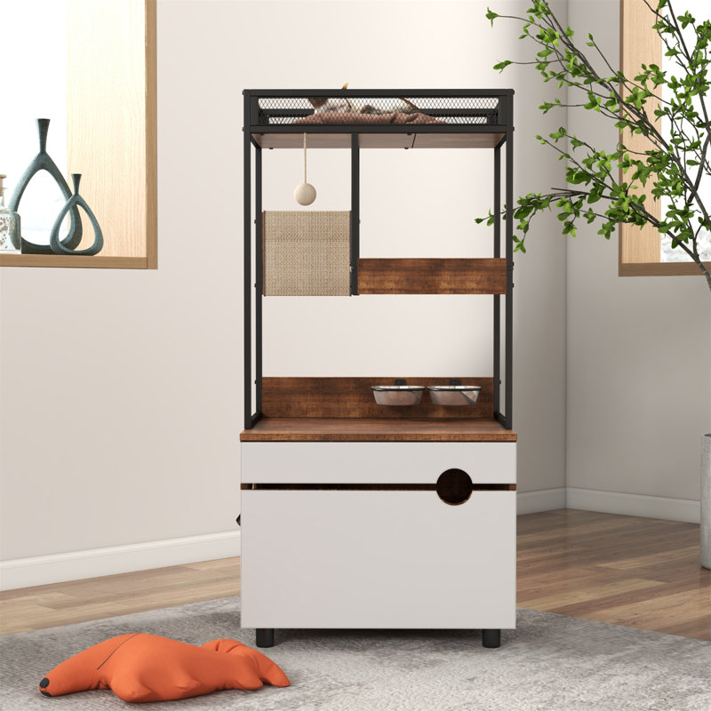 Enceintes de litière pour chat avec tour d'arbre à chat, meubles pour chat, armoire à chat