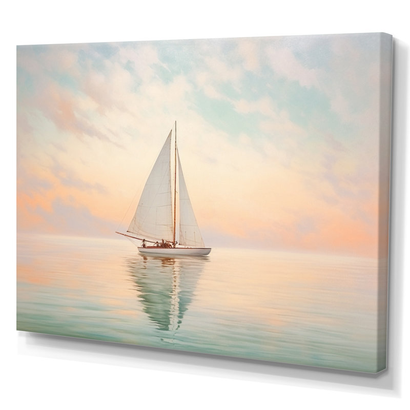Bateau, eaux éthérées II - impressions sur toile, Toile tendue, H 24 po x l 32 po x P 1 po