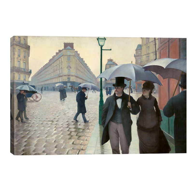 Paris Street: A Rainy Day by Gustave Caillebotte - Painting on Canvas, 30.48 cm H x 45.72 cm W, No Frame