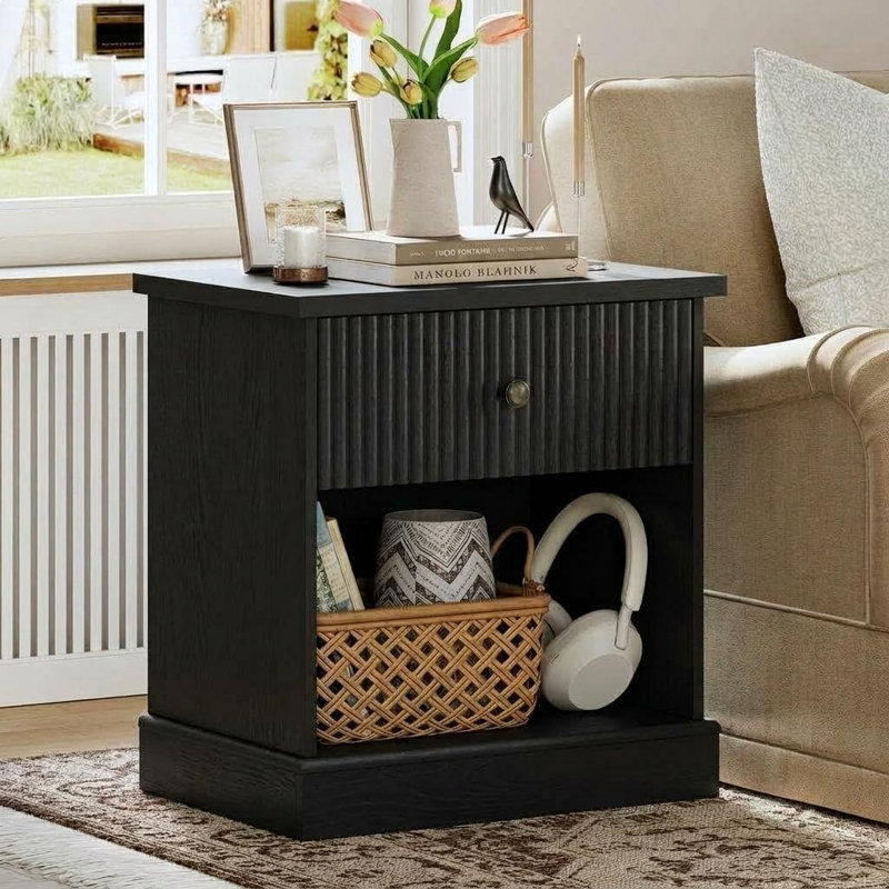 57.7 W Bedside Table, Black