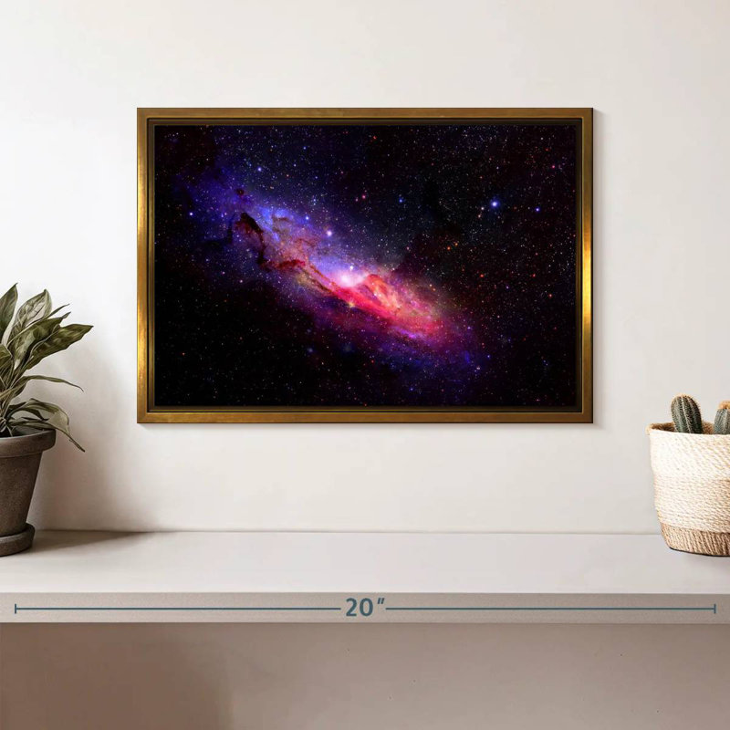 Galaxie dans l'espace, Cadre flottant doré, 13 po x 9 po