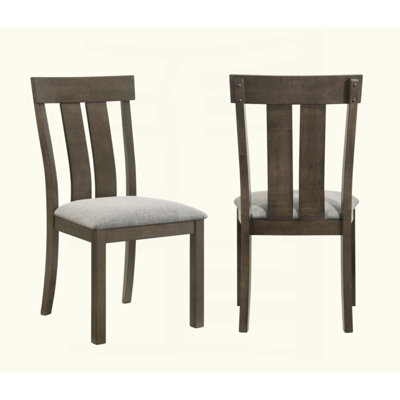 2Pc Rustic Upholstered Dining Chairs Rich Wood Finish Wooden Dining Room Furniture
