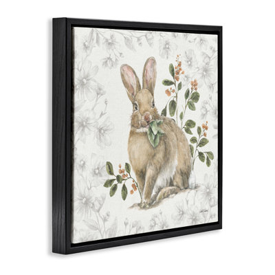 "Floral Garden Bunny", art mural encadré par Leslie Trimbach