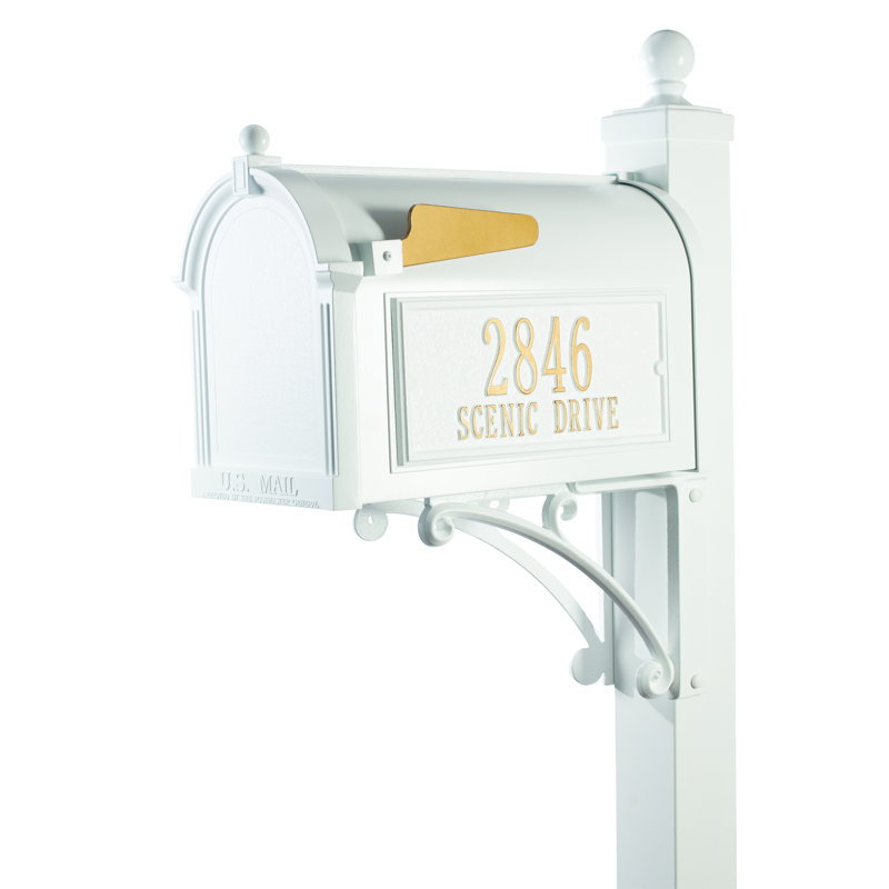 Deluxe Package Post Mounted Mailbox, White, Yes