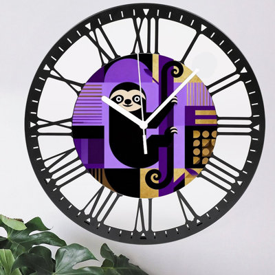 10" Round Iron Wall Clock with Silent Quartz Movement, Roman Numerals, UV-Printed Design