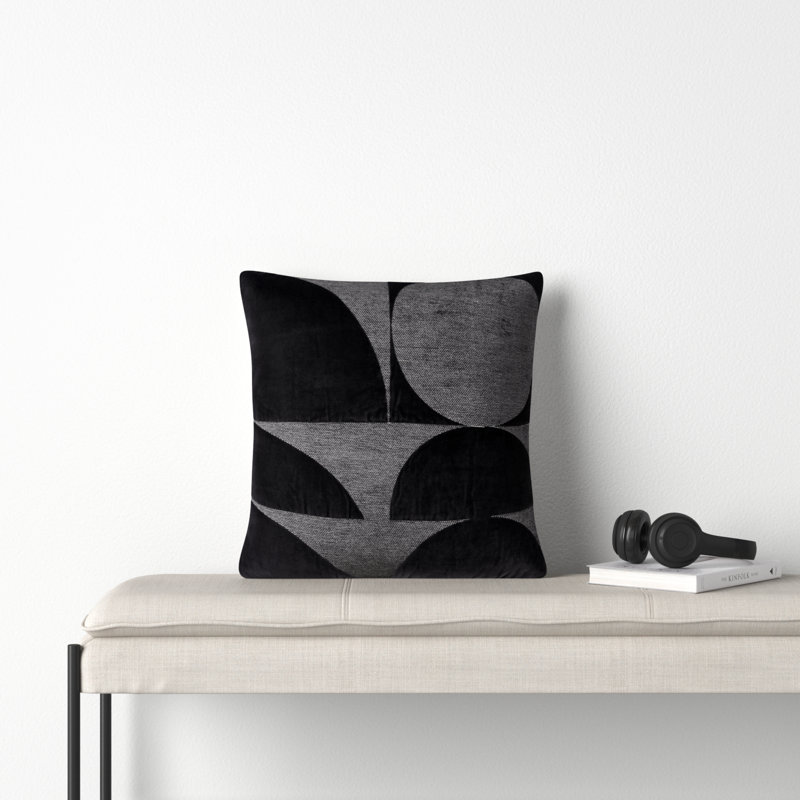 Joshelin Embroidered Cotton Throw Pillow, Black