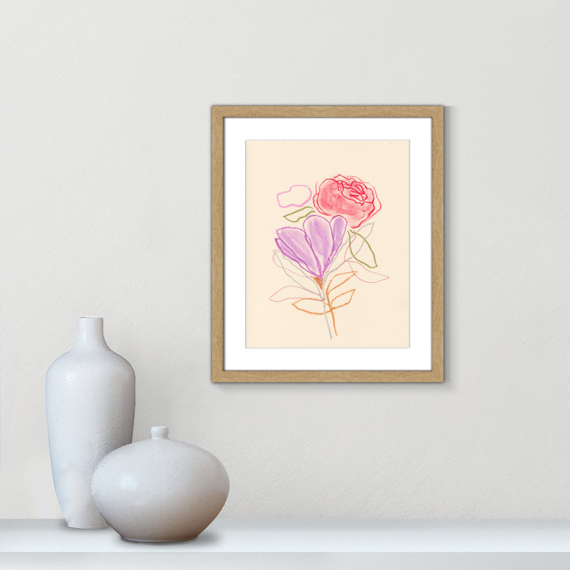 «Simple Floral III» par Bea Dina, Blanc, H 19 po x l 16 po x P 1,25 po, Papier avec cadre naturel naturel