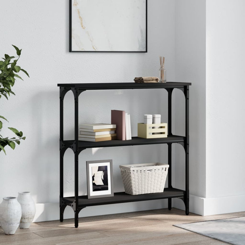 Console en bois d'ingénierie et en métal, Noir, H 29,5 po x l 29,5 po x P 8,9 po
