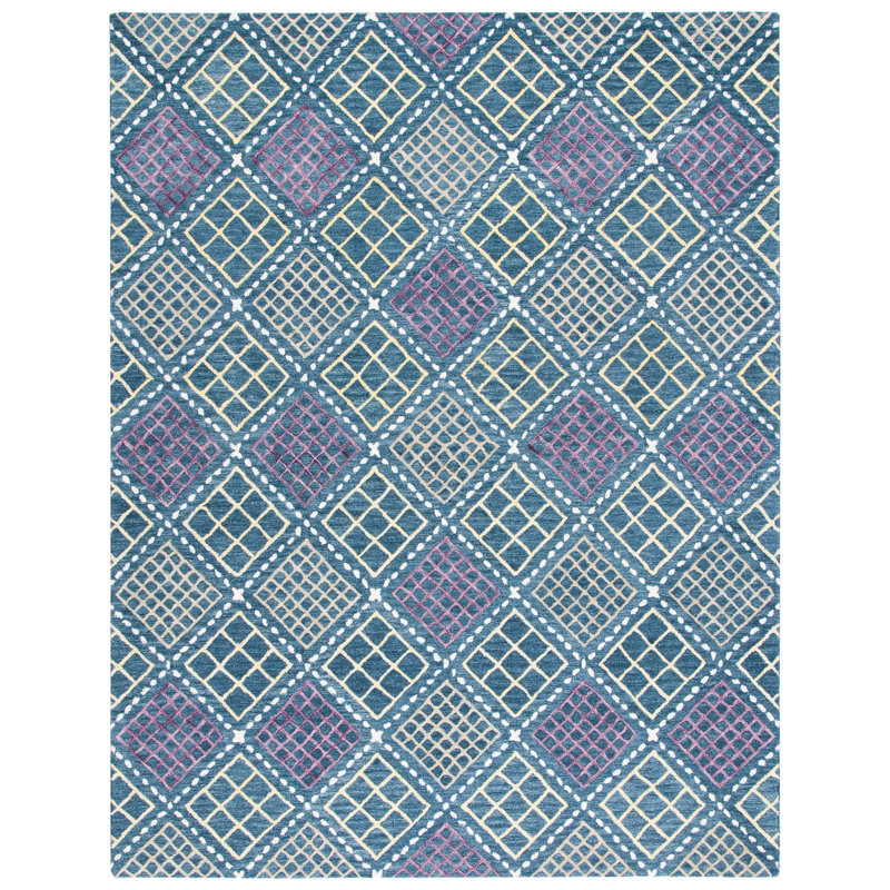 Metro Hand Tufted Wool And Cotton With Latex Geometric Rug, Rectangle 8' x 10'