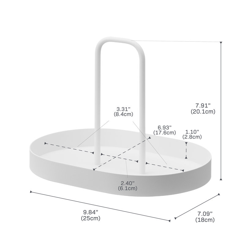 Plateau de rangement pour vitamines et suppléments Yamazaki Home avec poignée, Noir