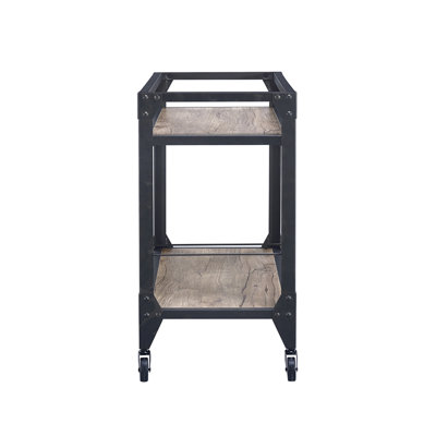 Chariot-bar rectangulaire Jorgensen en chêne rustique et gris anthracite