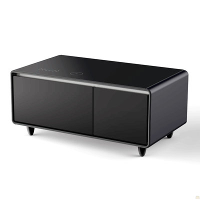 Smart Coffee Table With Built-In Fridge And Freezer Drawers, Bluetooth Speaker, Wireless Charging