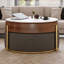 Table basse à plateau relevable avec rangement caché et 3 repose-pieds gigognes rembourrés pour une utilisation multifonctionnelle