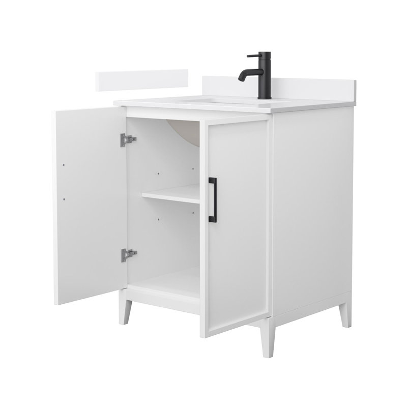 Elan 30'' White Oak Single Bathroom Vanity with Cultured Marble Top