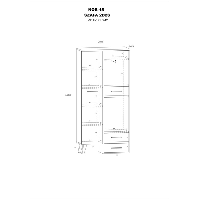 Prine 2 Door Manufactured Wood Wardrobe, Artisan Oak