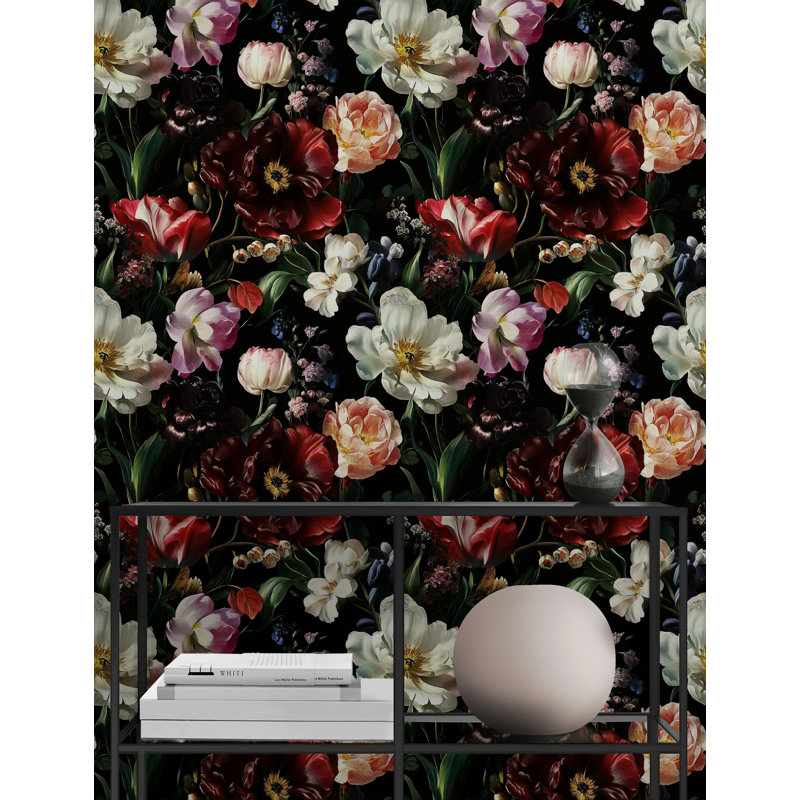 Papier peint floral foncé
