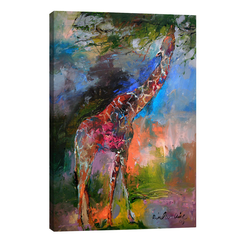 Giraffe by Richard Wallich - Painting on Canvas, No Frame, 66.04 cm H x 45.72 cm W x 3.175 cm D