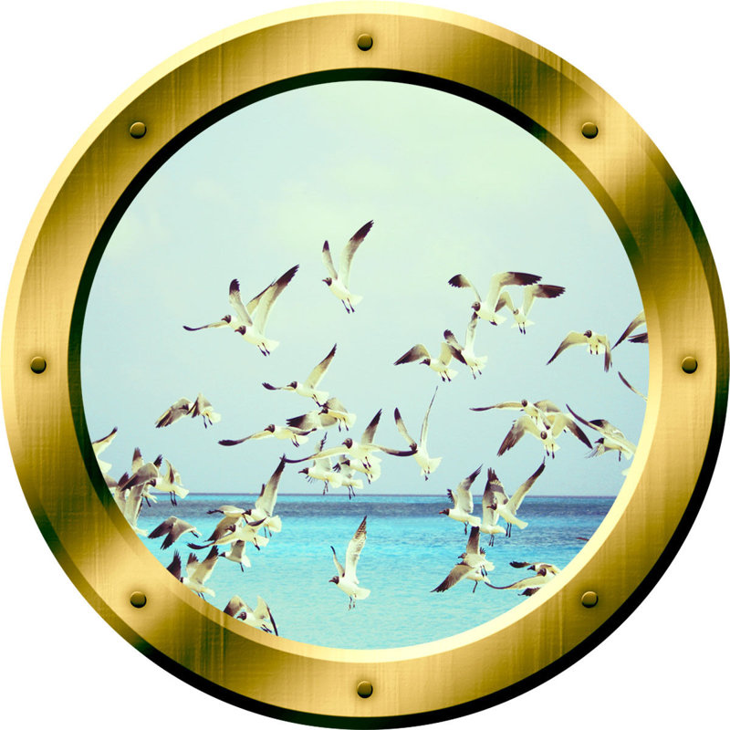 Décalcomanie murale seagulls de troupeau d’oiseaux, H 14 po x l 14 po x P 0,01 po, Or