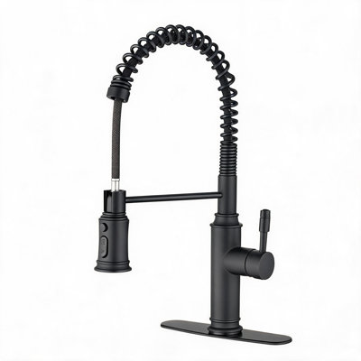 Robinet de cuisine en acier inoxydable noir mat avec douchette extractible