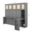 Lit escamotable avec bureau, lit mural escamotable en bois et rotin avec étagères de rangement et armoires en rotin-1347149983