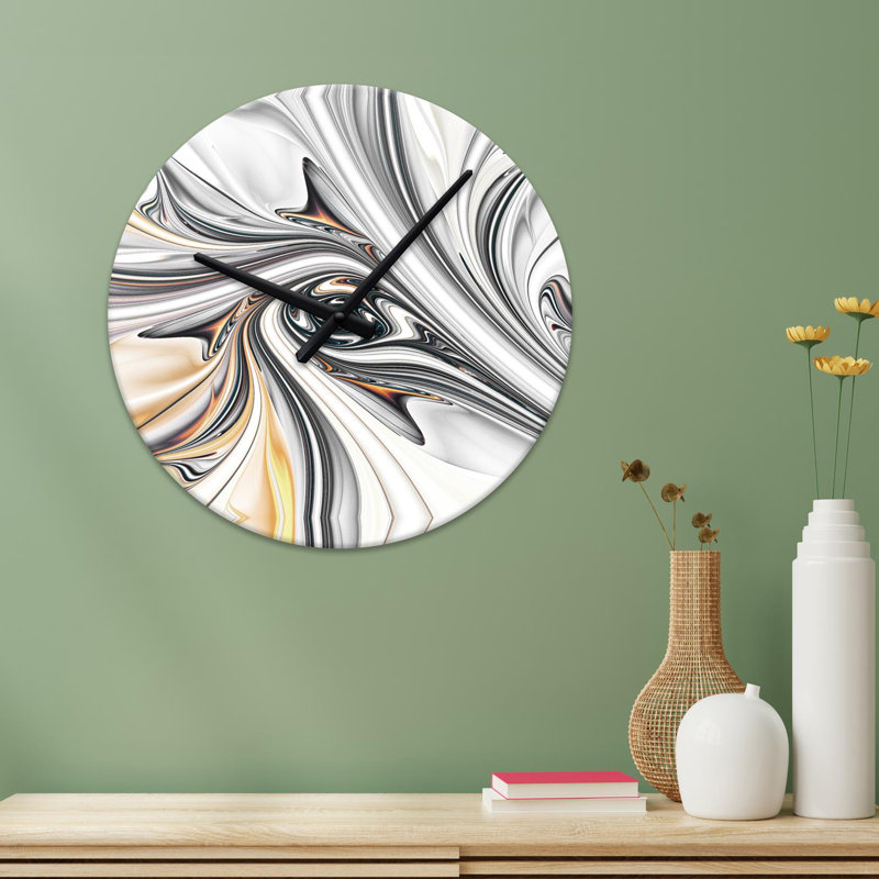 Horloge murale 15,75 po Treyson, Gris / orange / blanc