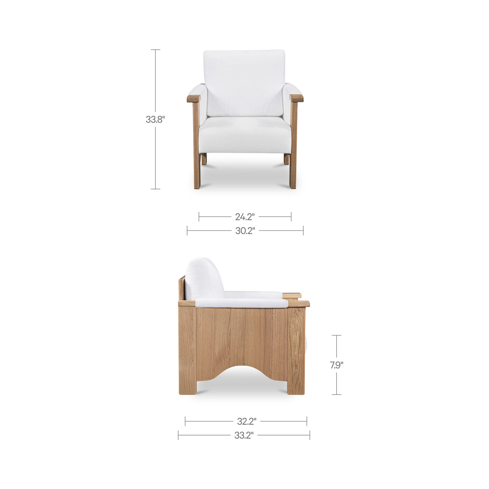 Bauer Oak Armchair, White