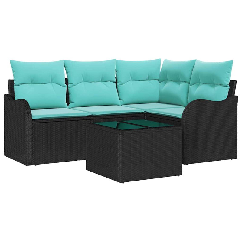 Ensemble de canapé de jardin avec coussin 5 pièces vidaXL, Coussin bleu / cadre noir