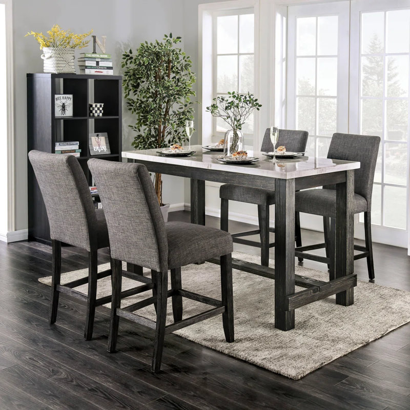 Kalb Wood 5-Piece Counter Height Dining Table Set, Gray