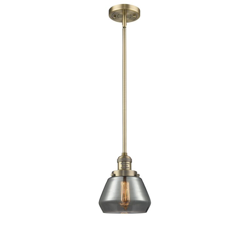 Luminaire suspendu en forme de cloche à 1 lumière Rivka, Plaqué couleur fumée, Laiton brossé, Ampoule DEL 6 watts Vinage