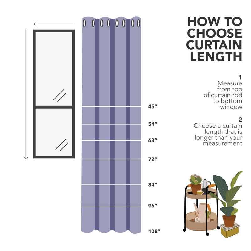 Borunda Room Darkening Curtain Single Panel, 51" W x 83" L, Light Purple