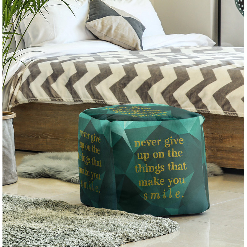 Upholstered Ottoman, Emerald/Gold