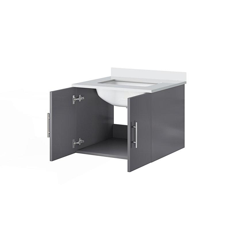 24 po X P 22 po Meuble-lavabo D avec plateau en marbre de culture, Gris foncé