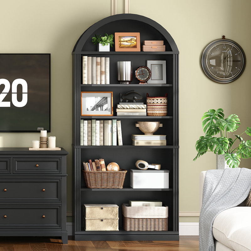 Bibliothèque 75,8 "à 6 niveaux avec tablettes ouvertes, 75.8" H x 31.4" W x 11.8" D, Noir