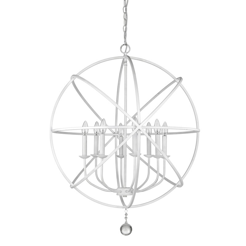 Lustre en forme de globe à 8 lumières Puma, Blanc mat