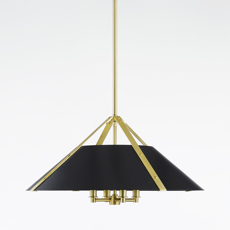 Luminaire suspendu 1 lumière Raymond, Laiton vieilli / noir doux, Transparent