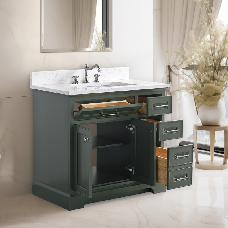 Ensemble de meuble-lavabo simple 36 po Aanayah, Vert rétro