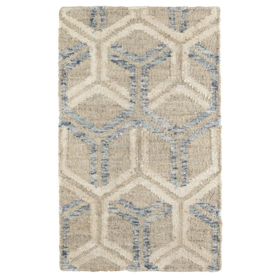 Tapis bleu en jute tissé à la main Tala